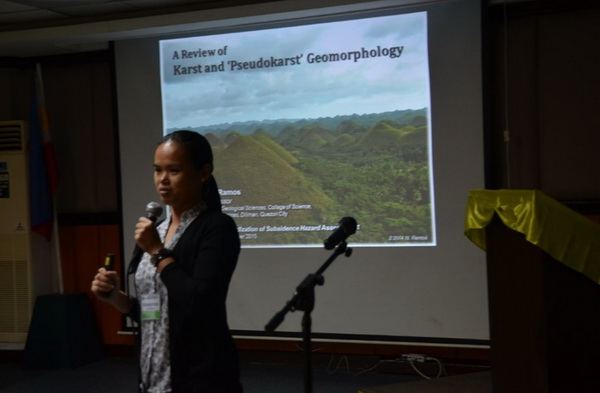 Guest lecturer Dr. Noelynna T. Ramos, Asst. Professor from the University of the Philippines-National Institute of Geological Sciences discussing karst and pseudokarst geomorphology, coastal geomorphology and geomorphological mapping